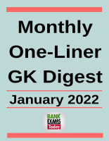 Monthly One Liner GK Digest January 2022 Pdf Dirzon